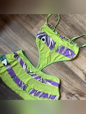 Sexxy Multi High Waisted Cut-out Bandeau Tie Front Swimsuit-one-piece